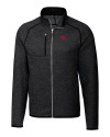 Nebraska Cornhuskers College Vault Cutter & Buck Mainsail Sweater-Knit Mens Full Zip Jacket Charcoal Heather Mannequin Thumbnail Image