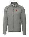 Nebraska Cornhuskers College Vault Cutter & Buck Mainsail Sweater-Knit Mens Full Zip Jacket Polished Heather Mannequin Thumbnail Image