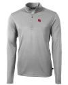 Nebraska Cornhuskers College Vault Cutter & Buck Virtue Eco Pique Recycled Quarter Zip Mens Big & Tall Pullover Polished Medium Gray Mannequin Thumbnail Image