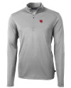 Nebraska Cornhuskers College Vault Cutter & Buck Virtue Eco Pique Recycled Quarter Zip Mens Big & Tall Pullover Polished Medium Gray Mannequin Thumbnail Image