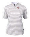 Nebraska Cornhuskers College Vault Cutter & Buck Virtue Eco Pique Stripe Recycled Womens Top Polished Medium Gray Mannequin Thumbnail Image
