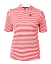Nebraska Cornhuskers College Vault Cutter & Buck Virtue Eco Pique Stripe Recycled Womens Top Red Mannequin Thumbnail Image