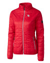 Nebraska Cornhuskers College Vault Cutter & Buck Rainier PrimaLoft®  Womens Eco Insulated Full Zip Puffer Jacket Red Mannequin Thumbnail Image