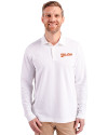 Idaho State Bengals College Vault Cutter & Buck Advantage Eco Tri-Blend Pique Mens Big and Tall Long Sleeve Polo White Front Thumbnail Image