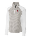Nebraska Cornhuskers College Vault Cutter & Buck Forge Tonal Stripe Stretch Half Zip Womens Top White/Polished Mannequin Thumbnail Image