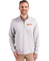 Idaho State Bengals College Vault Cutter & Buck Virtue Eco Pique Micro Stripe Recycled Mens Quarter Zip Polished/White Front Thumbnail Image