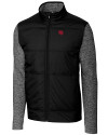 View image 3: Nebraska Cornhuskers College Vault Cutter & Buck Stealth Recycled Hybrid Quilted Mens Windbreaker Jacket Black Mannequin