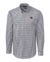 Nebraska Cornhuskers College Vault Cutter & Buck Easy Care Stretch Gingham Mens Long Sleeve Dress Shirt Charcoal Mannequin Thumbnail Image