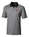 Nebraska Cornhuskers College Vault Cutter & Buck Forge Tonal Stripe Stretch Mens Polo Black Mannequin Thumbnail Image