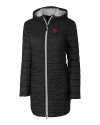 Nebraska Cornhuskers College Vault Cutter & Buck Rainier PrimaLoft®  Womens Eco Insulated Hooded Long Coat Black Mannequin Thumbnail Image