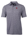 Nebraska Cornhuskers College Vault Cutter & Buck Pike Magnolia Print Stretch Mens Polo Black/Polished Mannequin Thumbnail Image