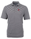 Nebraska Cornhuskers College Vault Cutter & Buck Virtue Eco Pique Stripe Recycled Mens Polo Black Mannequin Thumbnail Image