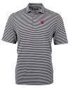 Nebraska Cornhuskers College Vault Cutter & Buck Virtue Eco Pique Stripe Recycled Mens Polo Black Mannequin Thumbnail Image