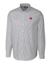 Nebraska Cornhuskers College Vault Cutter & Buck Stretch Oxford Stripe Mens Long Sleeve Dress Shirt Charcoal Mannequin Thumbnail Image