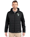 View image 1: Athletics Cooperstown Cutter & Buck Evoke Recycled Honeycomb Fleece Mens Hybrid Full Zip Jacket Black Front