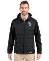 Athletics Cooperstown Cutter & Buck Evoke Hybrid Softshell Recycled Full Zip Mens Hooded Jacket Black Front Thumbnail Image