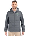 View image 7: Athletics Cooperstown Cutter & Buck Evoke Recycled Honeycomb Fleece Mens Hybrid Full Zip Jacket Elemental Grey Front