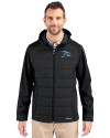 Tampa Bay Rays Cooperstown Cutter & Buck Evoke Hybrid Softshell Recycled Full Zip Mens Hooded Jacket Black Front Thumbnail Image