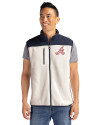 Atlanta Braves Cooperstown Cutter & Buck Cascade Eco Fleece Mens Vest Shell/Navy Blue Front Thumbnail Image