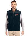 Detroit Tigers Cooperstown Cutter & Buck Cascade Eco Fleece Mens Vest Navy Blue Front Thumbnail Image