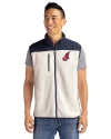 Cleveland Indians Cooperstown Cutter & Buck Cascade Eco Fleece Mens Vest Shell/Navy Blue Front Thumbnail Image