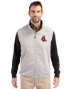 Boston Red Sox Cooperstown Cutter & Buck Charter Eco Recycled Mens Full-Zip Vest Polished Medium Gray Front Thumbnail Image