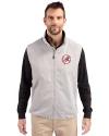 View image 1: New York Yankees Cooperstown Cutter & Buck Charter Recycled Packable Mens Full Zip Vest Polished Medium Gray Front