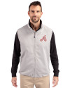 Atlanta Braves Cooperstown Cutter & Buck Charter Eco Recycled Mens Full-Zip Vest Polished Medium Gray Front Thumbnail Image