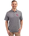 Los Angeles Angels Cooperstown Cutter & Buck Forge Eco Double Stripe Stretch Recycled Mens Big &Tall Polo Navy Blue/White Front Thumbnail Image