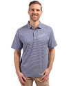Kansas City Royals Cooperstown Cutter & Buck Forge Eco Double Stripe Stretch Recycled Mens Big &Tall Polo Tour Blue/White Front Thumbnail Image
