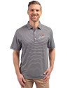 Los Angeles Dodgers Cooperstown Cutter & Buck Forge Eco Double Stripe Stretch Recycled Mens Big &Tall Polo Navy Blue/White Front Thumbnail Image
