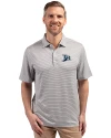 Tampa Bay Rays Cooperstown Cutter & Buck Forge Eco Double Stripe Stretch Recycled Mens Big &Tall Polo Polished/White Front Thumbnail Image