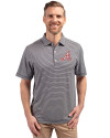 Atlanta Braves Cooperstown Cutter & Buck Forge Eco Double Stripe Stretch Recycled Mens Polo Navy Blue/White Front Thumbnail Image