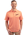 Detroit Tigers Cooperstown Cutter & Buck Forge Eco Double Stripe Stretch Recycled Mens Polo College Orange/White Front Thumbnail Image