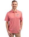Los Angeles Dodgers Cooperstown Cutter & Buck Forge Eco Double Stripe Stretch Recycled Mens Polo Red/White Front Thumbnail Image