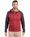 Boston Red Sox Cooperstown Cutter & Buck Mainsail Full Zip Hooded Mens Jacket Cardinal Red Heather/Charcoal Heather Front Thumbnail Image