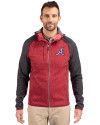 Atlanta Braves Cooperstown Cutter & Buck Mainsail Full Zip Hooded Mens Jacket Cardinal Red Heather/Charcoal Heather Front Thumbnail Image