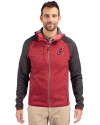 Cleveland Indians Cooperstown Cutter & Buck Mainsail Full Zip Hooded Mens Jacket Cardinal Red Heather/Charcoal Heather Front Thumbnail Image