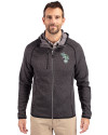 Athletics Cooperstown Cutter & Buck Mainsail Full Zip Hooded Mens Jacket Charcoal Heather Front Thumbnail Image