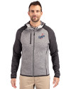 Los Angeles Dodgers Cooperstown Cutter & Buck Mainsail Full Zip Hooded Mens Jacket Polished Heather/Charcoal Heather Front Thumbnail Image