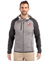 New York Yankees Cooperstown Cutter & Buck Mainsail Full Zip Hooded Mens Jacket Polished Heather/Charcoal Heather Front Thumbnail Image