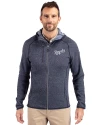 Kansas City Royals Cooperstown Cutter & Buck Mainsail Full Zip Hooded Mens Jacket Liberty Navy Heather Front Thumbnail Image