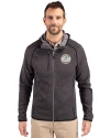 Milwaukee Brewers Cooperstown Cutter & Buck Mainsail Full Zip Hooded Mens Jacket Charcoal Heather Front Thumbnail Image