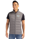 Milwaukee Brewers Cooperstown Cutter & Buck Evoke Hybrid Softshell Recycled Mens Full Zip Vest Elemental Grey Front Thumbnail Image