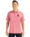 Boston Red Sox Cooperstown Cutter & Buck Forge Eco Heather Stripe Stretch Recycled Mens Big & Tall Polo Cardinal Red Heather Front Thumbnail Image