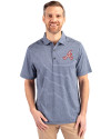 Atlanta Braves Cooperstown Cutter & Buck Forge Eco Heather Stripe Stretch Recycled Mens Big & Tall Polo Navy Blue Heather Front Thumbnail Image