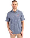 Los Angeles Dodgers Cooperstown Cutter & Buck Forge Eco Heather Stripe Stretch Recycled Mens Big & Tall Polo Navy Blue Heather Front Thumbnail Image