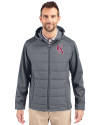 Los Angeles Angels Cooperstown Cutter & Buck Evoke Hybrid Eco Softshell Recycled Full Zip Mens Big & Tall Hooded Jacket Elemental Grey Front Thumbnail Image