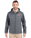 View image 1: Minnesota Twins Cooperstown Cutter & Buck Evoke Recycled HoneycombFleece Mens Big & Tall Hybrid Full Zip Jacket Elemental Grey Front