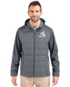 View image 4: Chicago White Sox Cooperstown Cutter & Buck Evoke Recycled HoneycombFleece Mens Big & Tall Hybrid Full Zip Jacket Elemental Grey Front